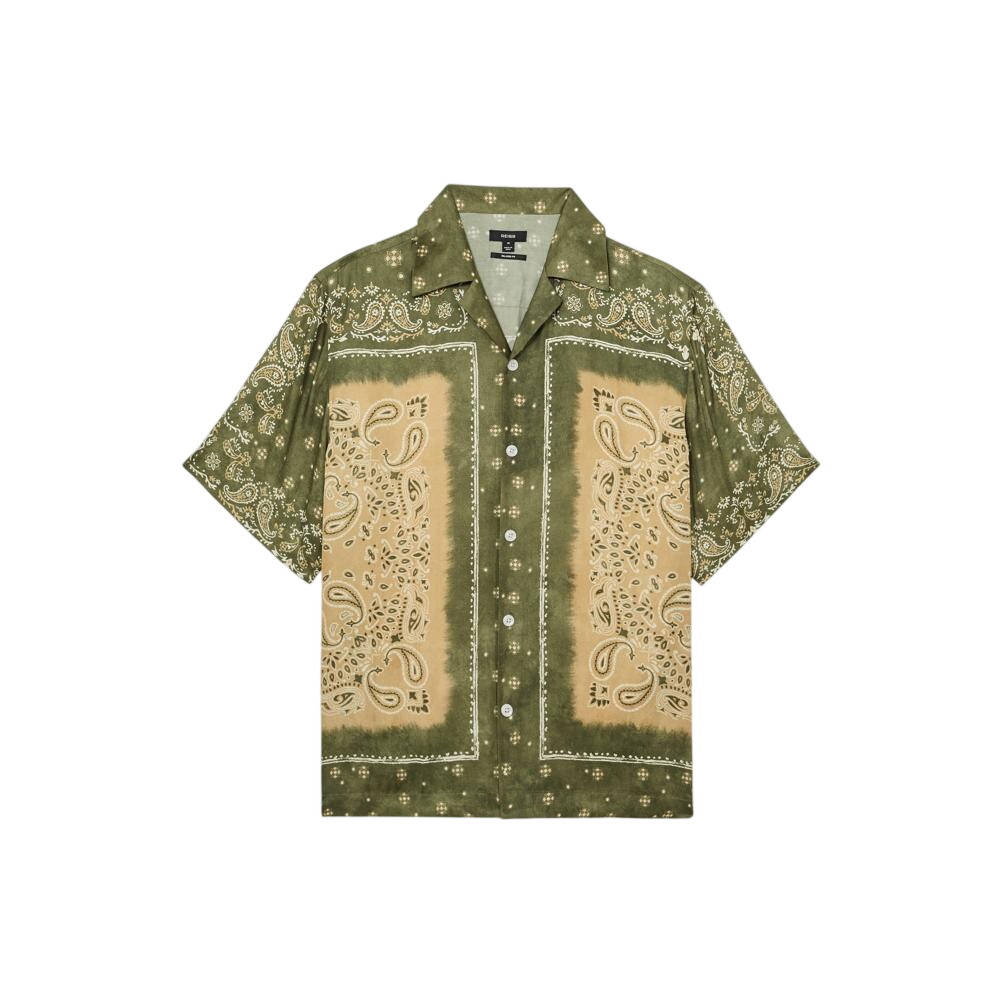 REISS Vicente Paisley-Print Cuban-Collar Shirt